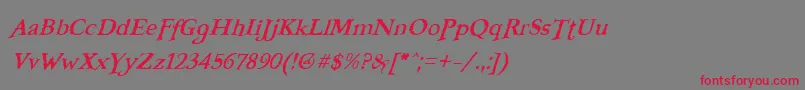 FreebooterItalic Font – Red Fonts on Gray Background