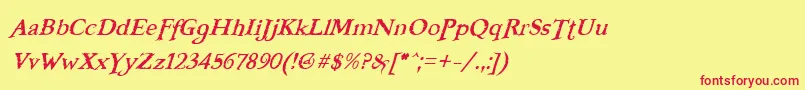 FreebooterItalic Font – Red Fonts on Yellow Background