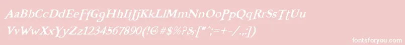 FreebooterItalic-fontti – valkoiset fontit vaaleanpunaisella taustalla
