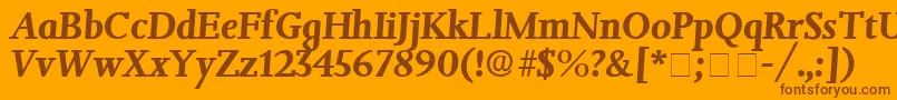 JuxtaDisplaySsiItalic-fontti – ruskeat fontit oranssilla taustalla