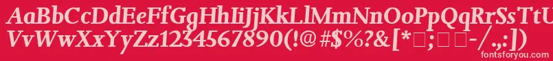 フォントJuxtaDisplaySsiItalic – 赤い背景にピンクのフォント
