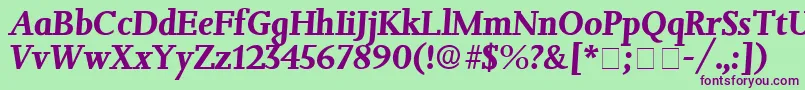 Шрифт JuxtaDisplaySsiItalic – фиолетовые шрифты на зелёном фоне