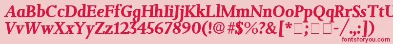 フォントJuxtaDisplaySsiItalic – ピンクの背景に赤い文字