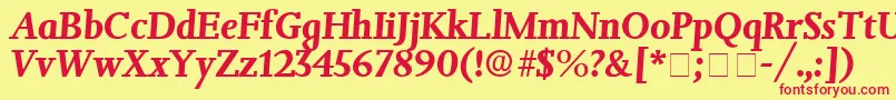 フォントJuxtaDisplaySsiItalic – 赤い文字の黄色い背景