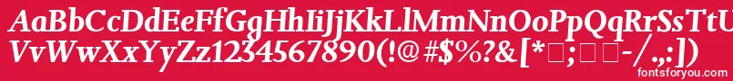 JuxtaDisplaySsiItalic-fontti – valkoiset fontit punaisella taustalla