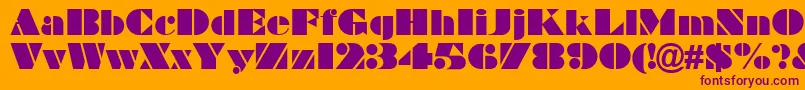 フォントBraggadocio – オレンジの背景に紫のフォント