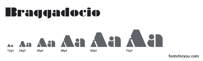 Braggadocio Font Sizes