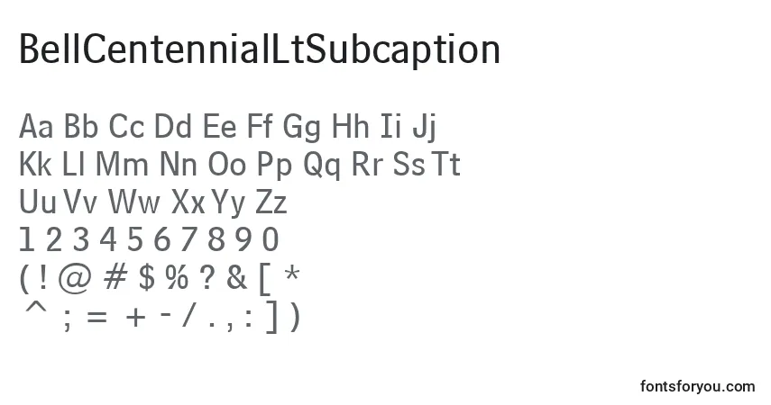 BellCentennialLtSubcaption-fontti – aakkoset, numerot, erikoismerkit