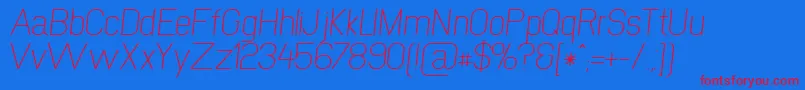 NewmediaKursiv Font – Red Fonts on Blue Background