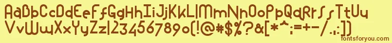 Mostios-fontti – ruskeat fontit keltaisella taustalla