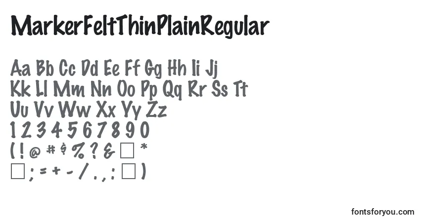 Czcionka MarkerFeltThinPlainRegular – alfabet, cyfry, specjalne znaki