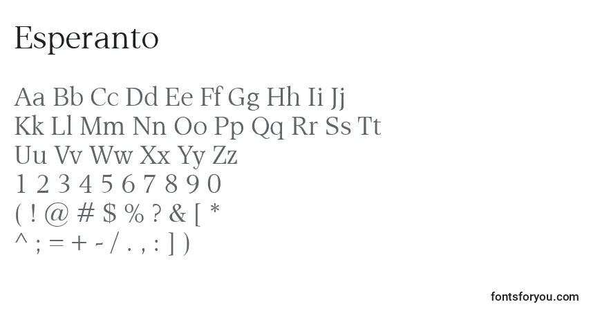 A fonte Esperanto – alfabeto, números, caracteres especiais