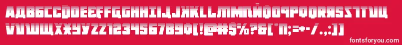 Octoberguardhalf-Schriftart – Weiße Schriften auf rotem Hintergrund