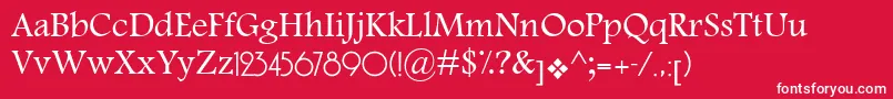 MotkenDaeira-fontti – valkoiset fontit punaisella taustalla