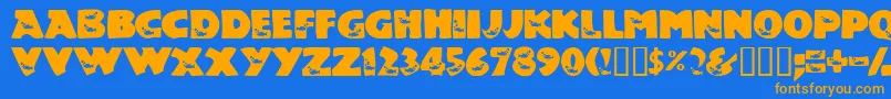 Toucon Font – Orange Fonts on Blue Background