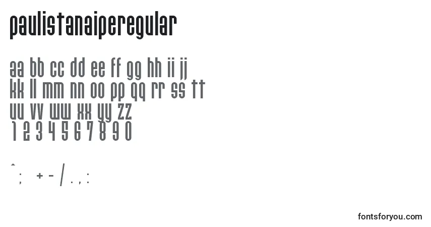 Czcionka PaulistanaipeRegular – alfabet, cyfry, specjalne znaki