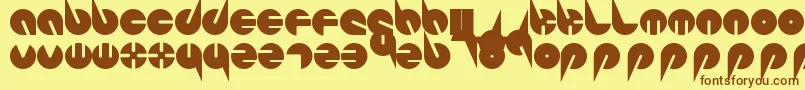 フォントPepsiPerfectFont – 茶色の文字が黄色の背景にあります。