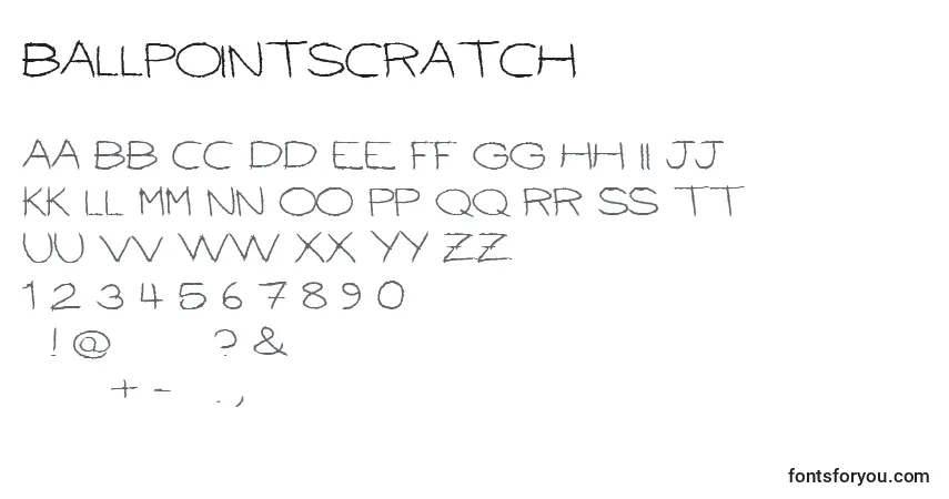 Ballpointscratch-fontti – aakkoset, numerot, erikoismerkit