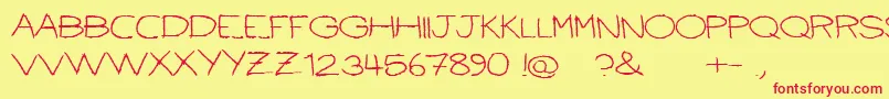 Ballpointscratch Font – Red Fonts on Yellow Background