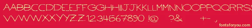 Ballpointscratch-Schriftart – Gelbe Schriften auf rotem Hintergrund