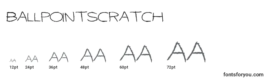 Размеры шрифта Ballpointscratch