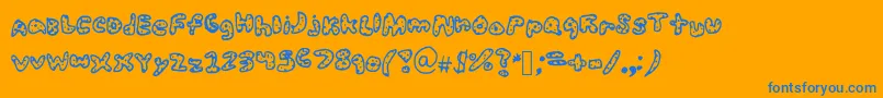 Sophysoph-Schriftart – Blaue Schriften auf orangefarbenem Hintergrund