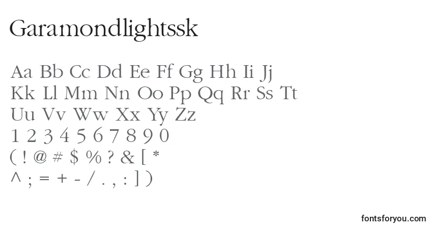 Garamondlightssk-fontti – aakkoset, numerot, erikoismerkit