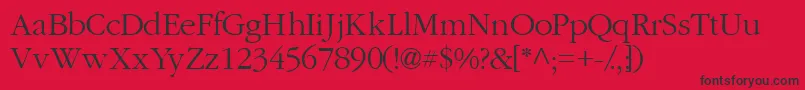 Fonte Garamondlightssk – fontes pretas em um fundo vermelho