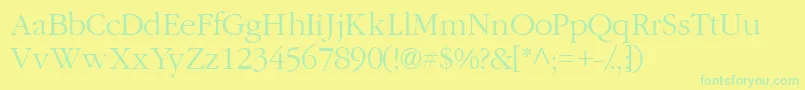 フォントGaramondlightssk – 黄色い背景に緑の文字