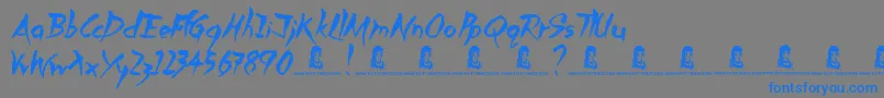 SlowedDown-Schriftart – Blaue Schriften auf grauem Hintergrund