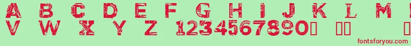 CfcyborgpersonaluseRegular-Schriftart – Rote Schriften auf grünem Hintergrund
