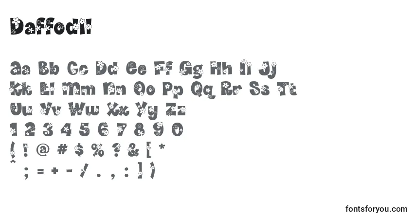 Schriftart Daffodil – Alphabet, Zahlen, spezielle Symbole