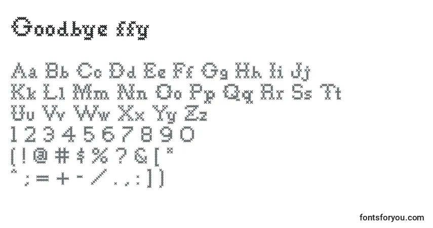 Czcionka Goodbye ffy – alfabet, cyfry, specjalne znaki