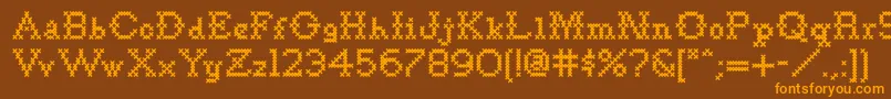 フォントGoodbye ffy – オレンジ色の文字が茶色の背景にあります。