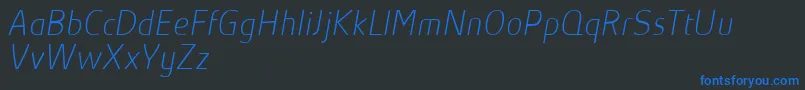 AbsolutProThinItalicReduced Font – Blue Fonts on Black Background