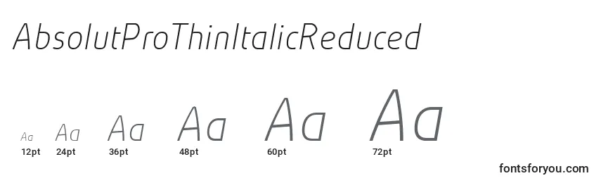 AbsolutProThinItalicReduced (98393) Font Sizes