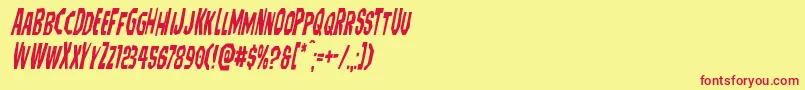 Hitchblockcondital Font – Red Fonts on Yellow Background