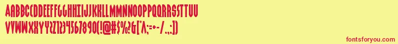 Grendelsmother-Schriftart – Rote Schriften auf gelbem Hintergrund