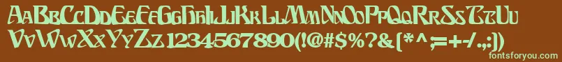 フォントBillionsfontBold – 緑色の文字が茶色の背景にあります。