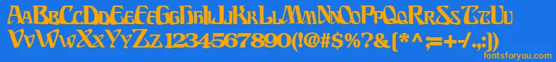 BillionsfontBold-Schriftart – Orangefarbene Schriften auf blauem Hintergrund