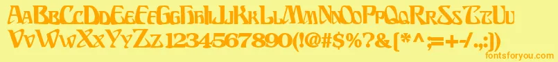 フォントBillionsfontBold – オレンジの文字が黄色の背景にあります。