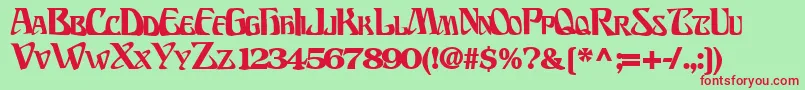 BillionsfontBold-fontti – punaiset fontit vihreällä taustalla