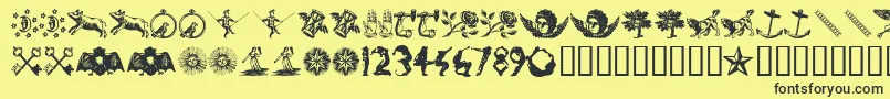 InfiniteDingbats Font – Black Fonts on Yellow Background