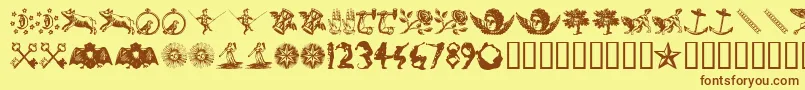 InfiniteDingbats Font – Brown Fonts on Yellow Background