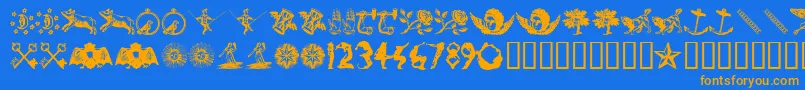 InfiniteDingbats Font – Orange Fonts on Blue Background