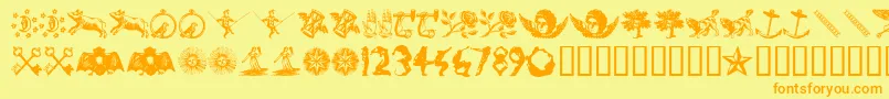 Fonte InfiniteDingbats – fontes laranjas em um fundo amarelo