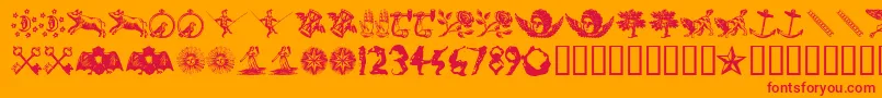 InfiniteDingbats Font – Red Fonts on Orange Background