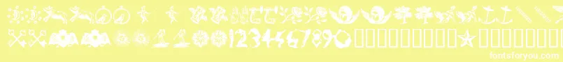 フォントInfiniteDingbats – 黄色い背景に白い文字