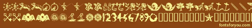 InfiniteDingbats Font – Yellow Fonts on Brown Background