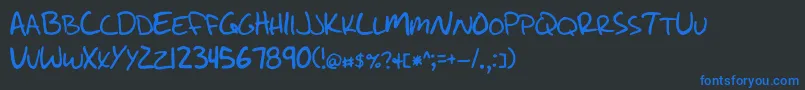 フォントWriteLikeJesse – 黒い背景に青い文字